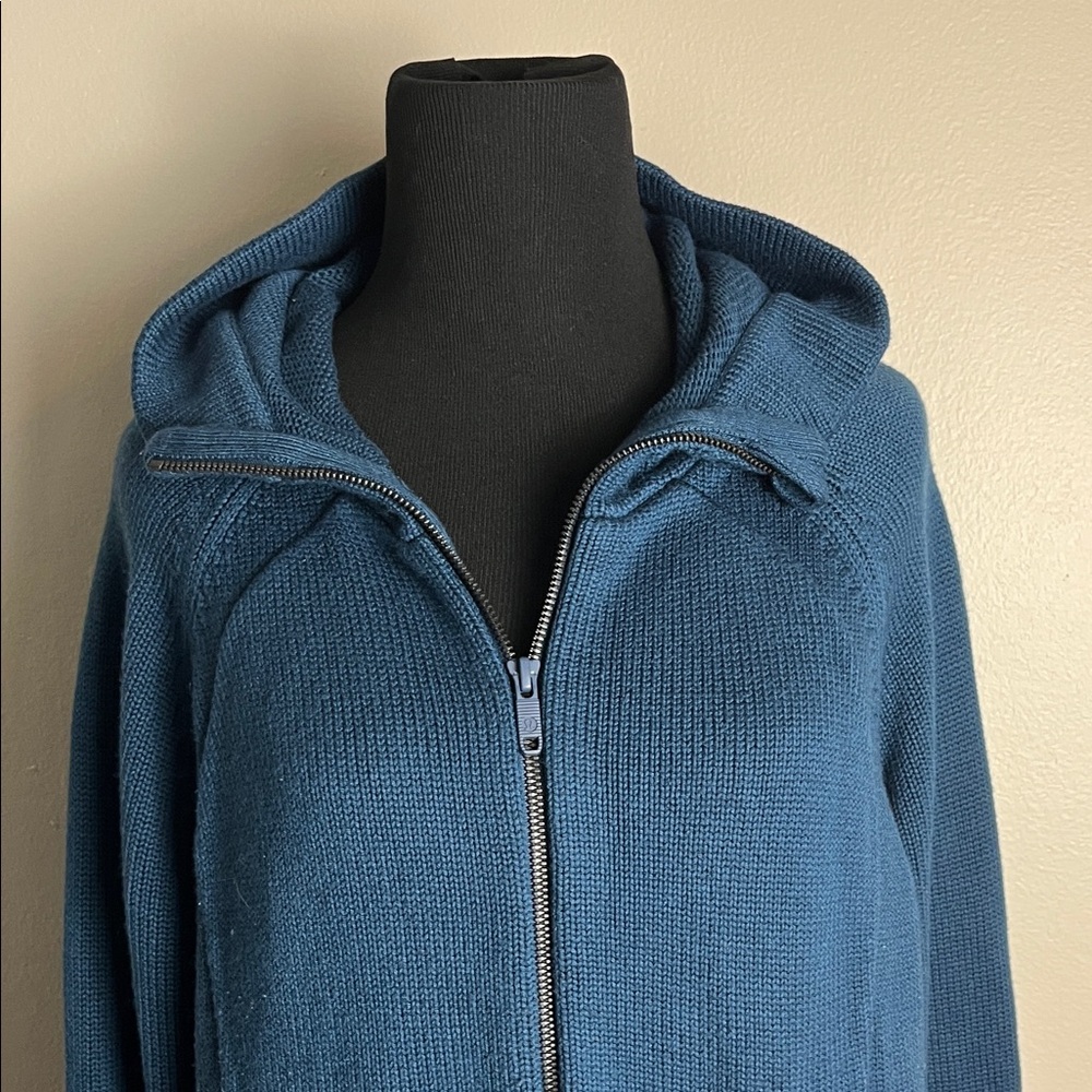 Women's Navy Zip-Up Sweater - Picture 2 of 6